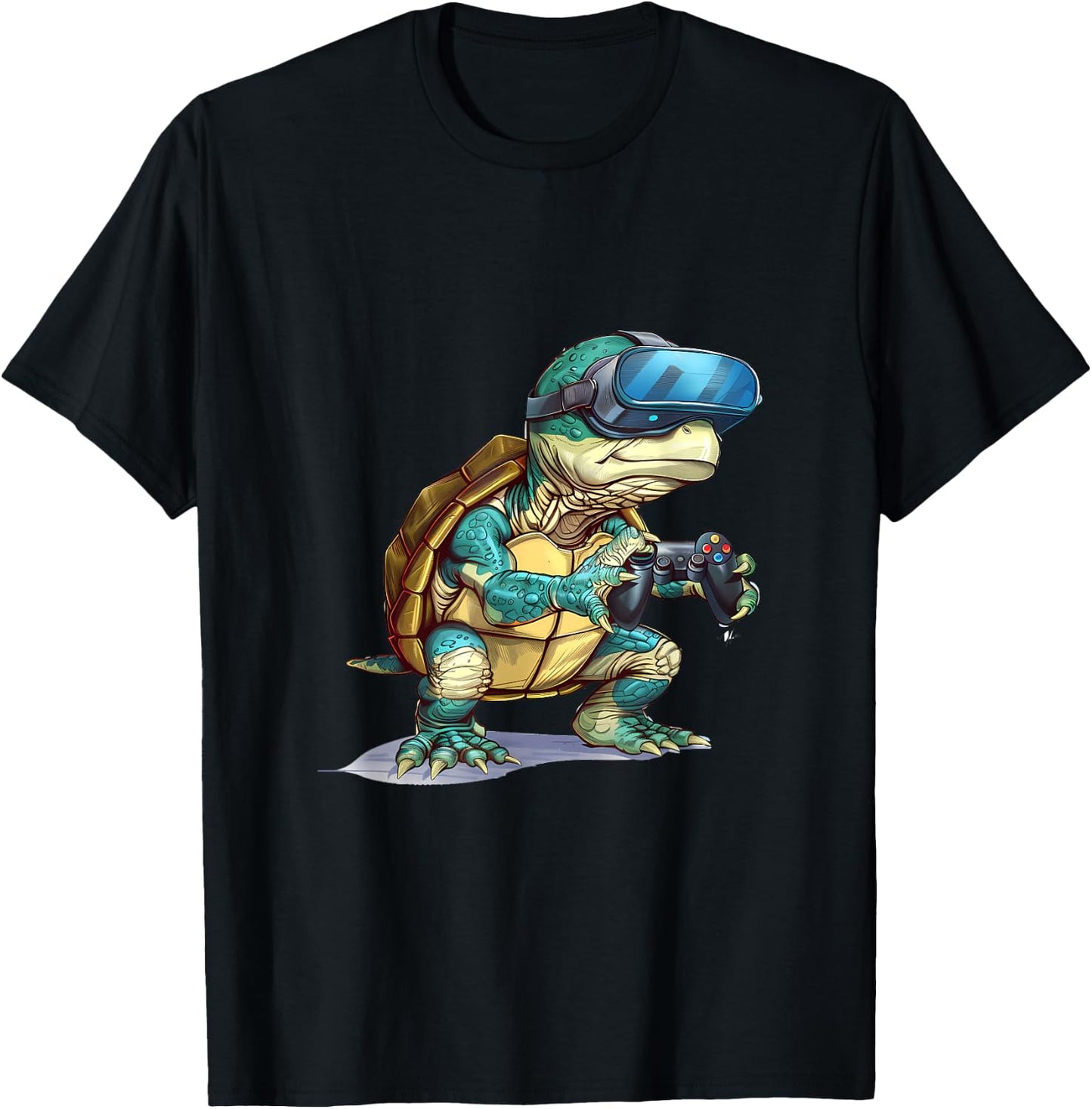 Gaming Animals- Turtle Playing Console Video Games T-Shirt - T-Shirt | Black