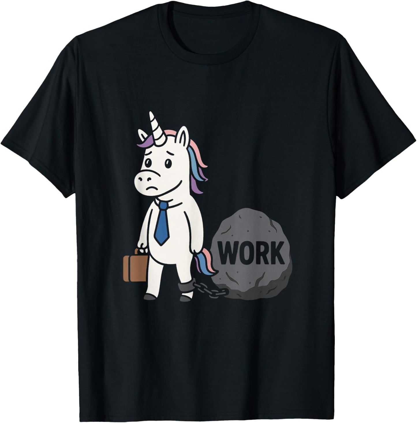 Funny Work Unicorn Chained to Rock Office Humor Burnout T-Shirt - T-Shirt | Black