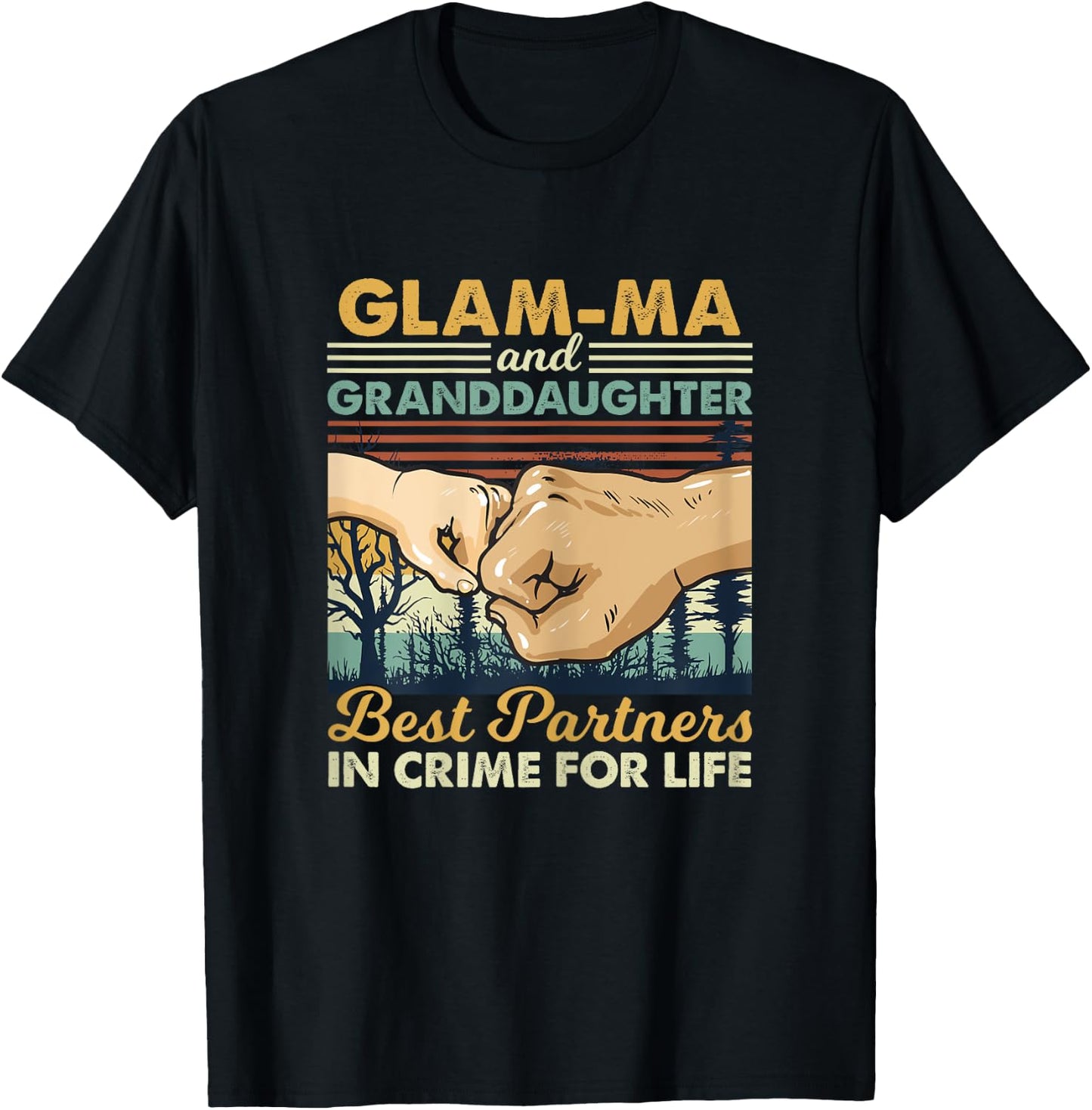 Glam ma and Granddaughter Partner In Crime Fist Bump T-Shirt - T-Shirt | Black