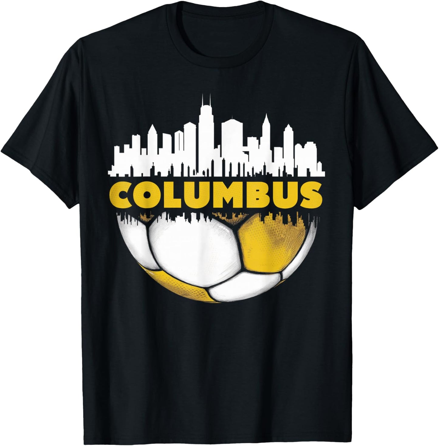 Columbus Soccer City Skyline - Gifts for Soccer Lover & Fan T-Shirt - T-Shirt | Black