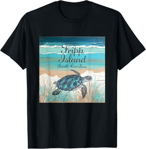 Fripp Island South Carolina Sea Turtle Beach Decor T-Shirt - T-Shirt | Black