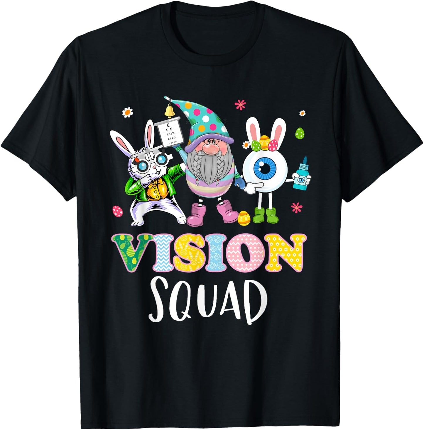 Funny Vision Squad Optometry Optometrist Bunny Easter Day T-Shirt - T-Shirt | Black