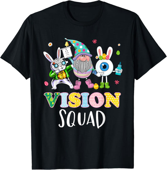 Funny Vision Squad Optometry Optometrist Bunny Easter Day T-Shirt - T-Shirt | Black