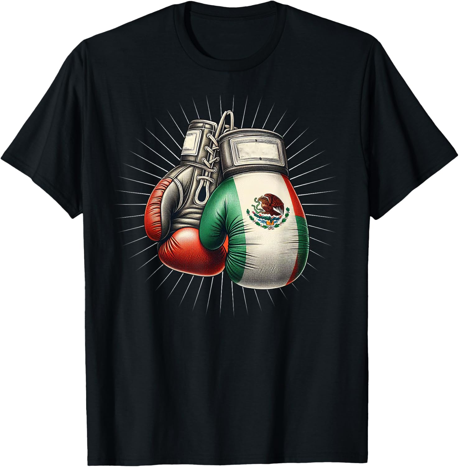 Mexican Vintage Style Boxing flag Mexico Boxing gloves Great T-Shirt - T-Shirt | Black