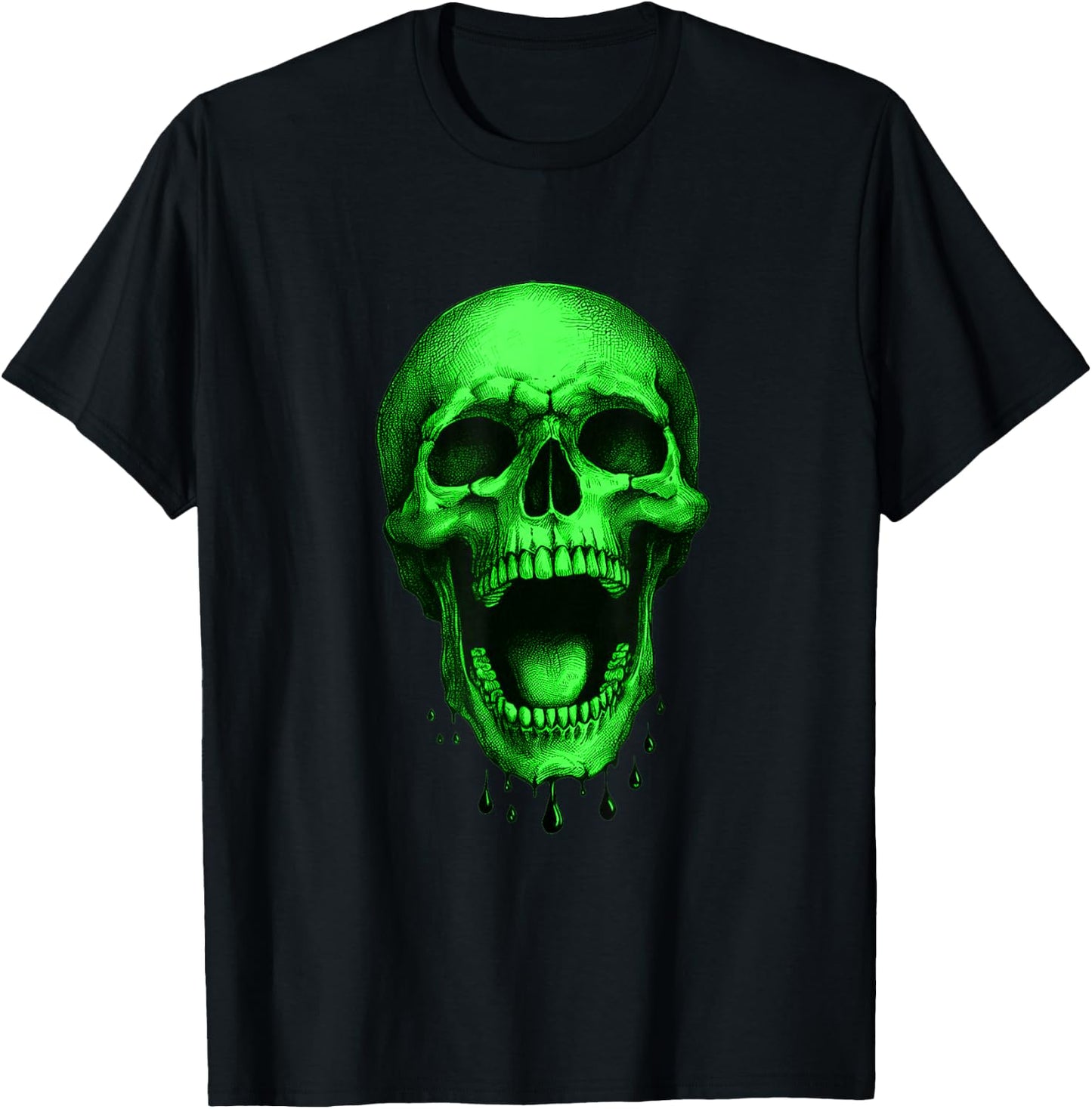 Neon Green Halloween Skull – Freaky! T-Shirt - T-Shirt | Black