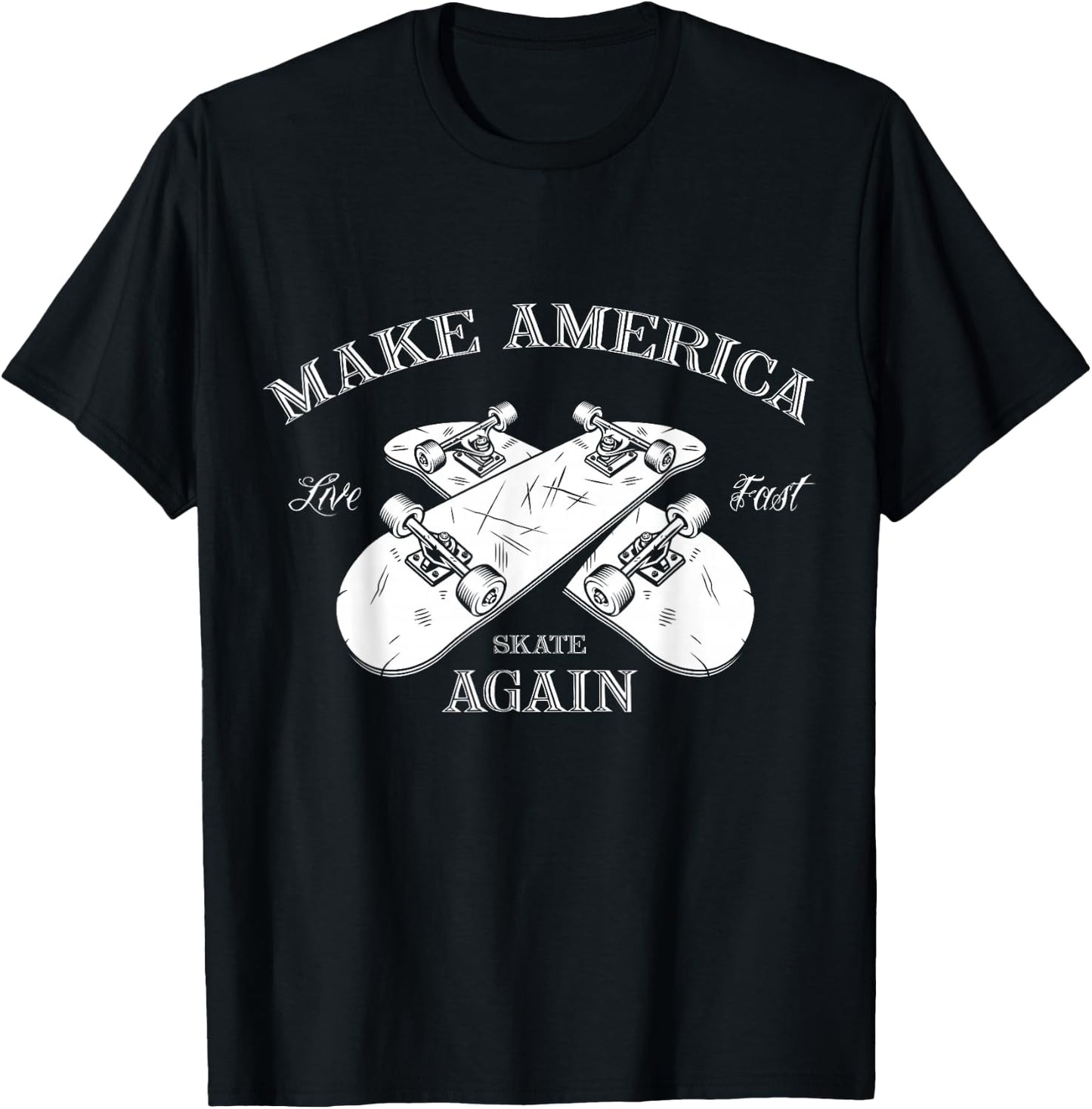 Skateboard Skateboarding Make America Skate Again T-Shirt - T-Shirt | Black