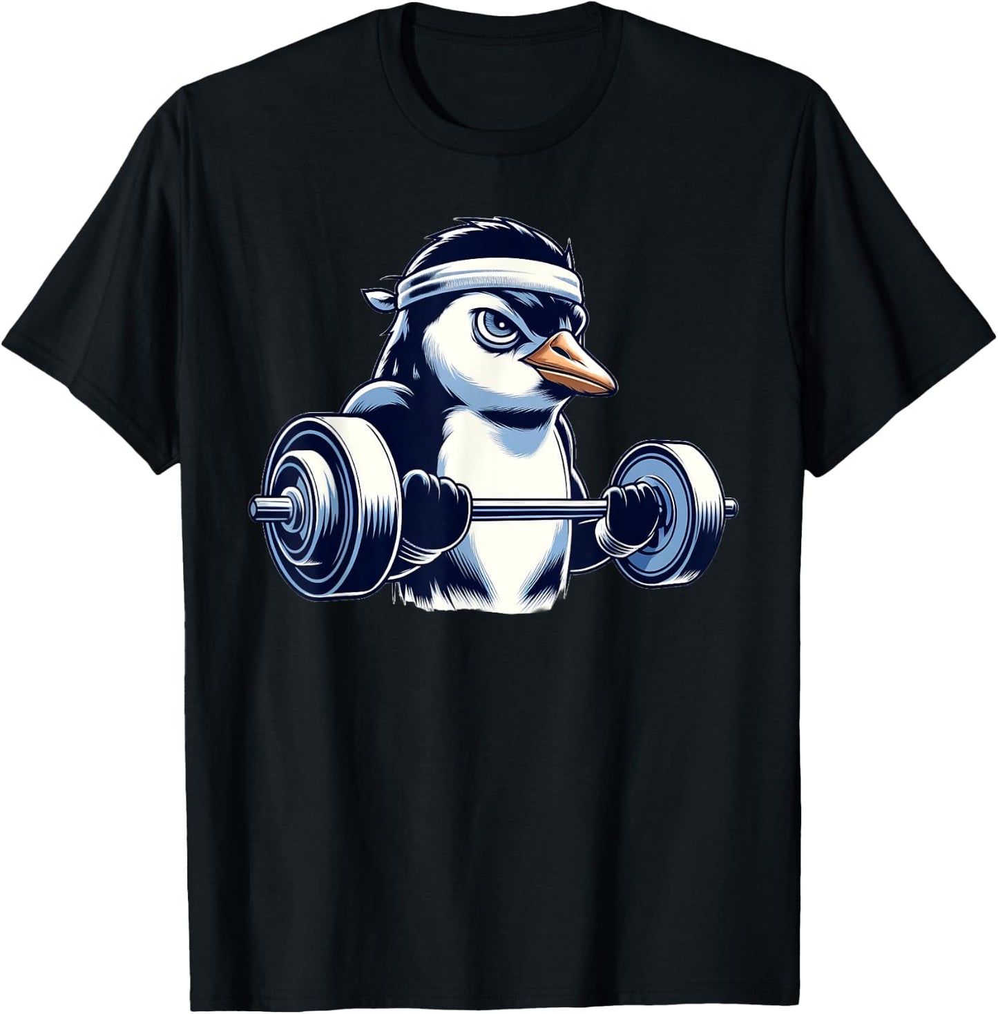 Penguin Powerlifting Weightlifting Gym Workout T-Shirt - T-Shirt | Black