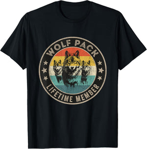 Wolf Pack Men Three Wolves Women Kids Lifetime Member T-Shirt - T-Shirt | Black