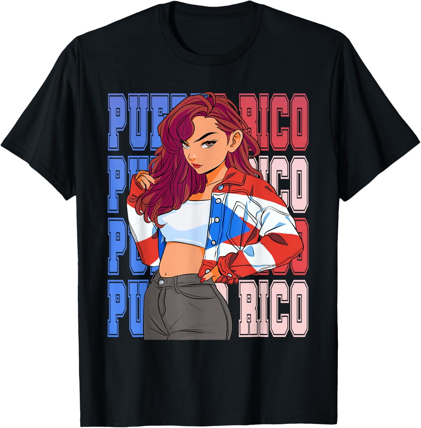 Puerto Rico Girl Boricua Rican Hispanic Heritage Month T-Shirt - T-Shirt | Black