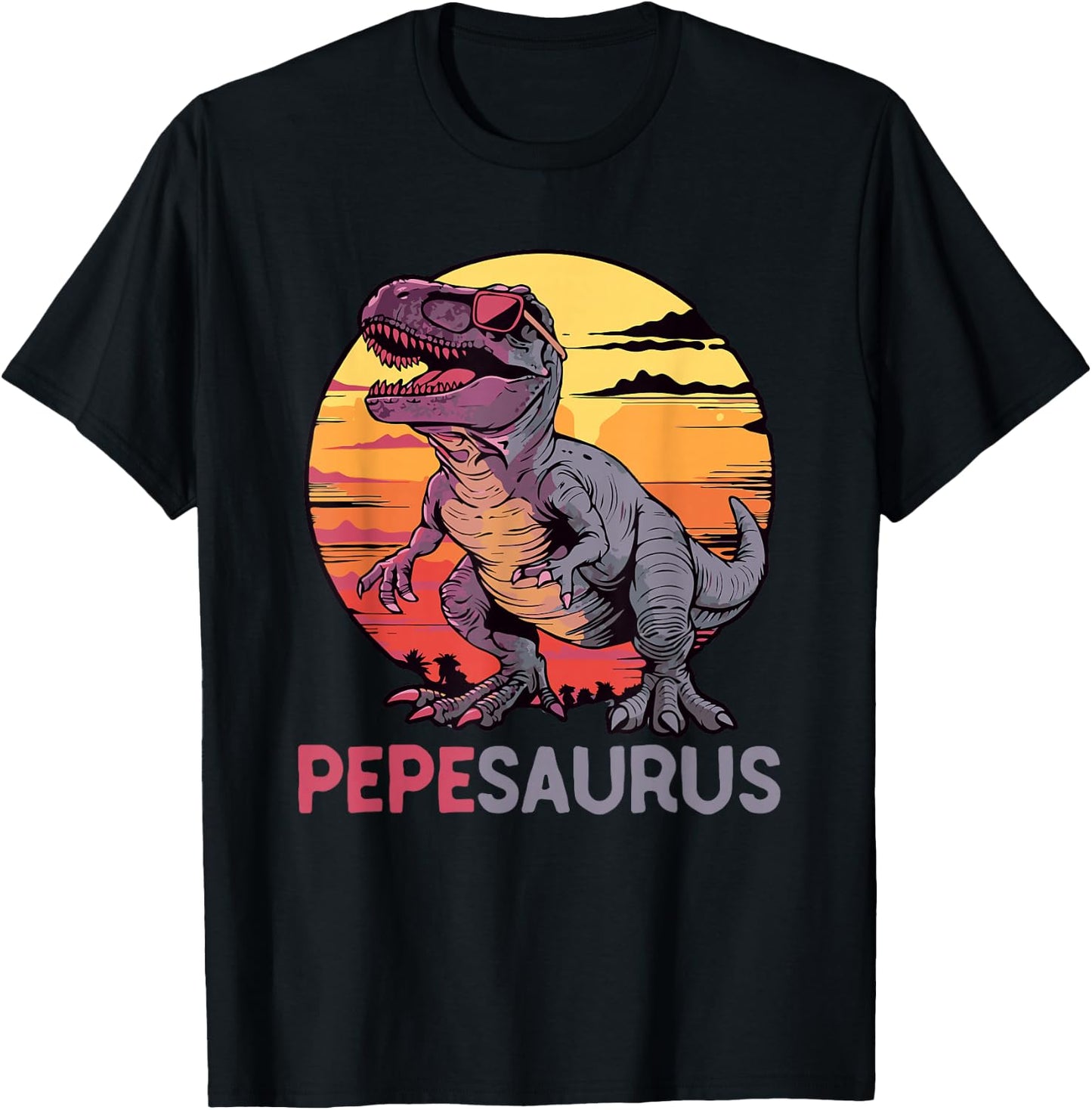 PepeSaurus Dino Dinosaur Pepe-Saurus T-Rex Funny Trex T-Shirt - T-Shirt | Black