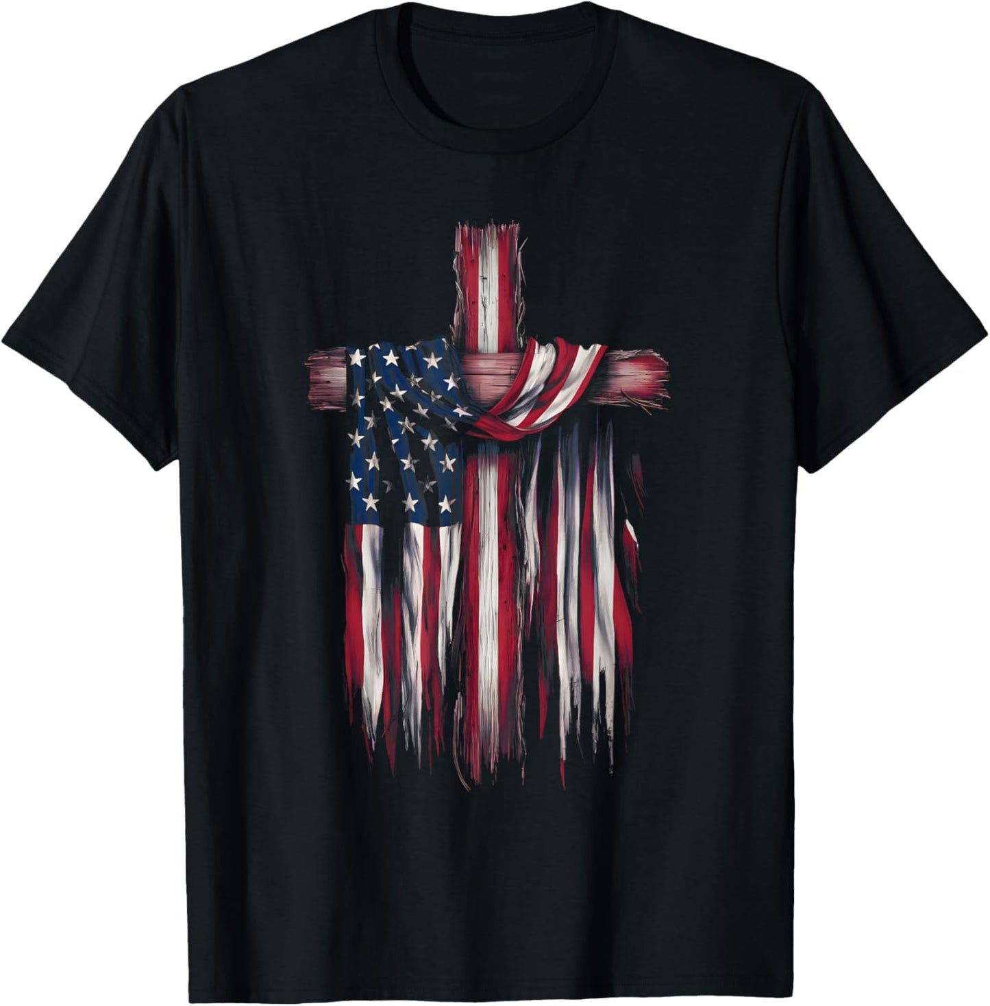 USA Flag Religious Quote 4th of July Christian Faith T-Shirt - T-Shirt | Black
