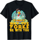 Cute Thanksgiving Turkey May The Forks Be With You T-Shirt - T-Shirt | Black