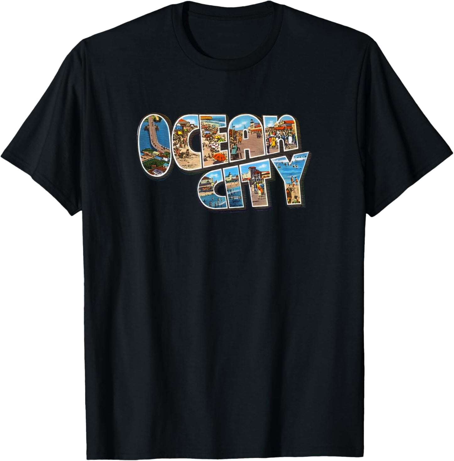 Ocean City NJ Shirt Ocean City T Shirt Men & Women Retro T-Shirt - T-Shirt | Black