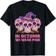 In October We Wear Pink Sugar Skull Breast Cancer Awareness T-Shirt - T-Shirt | Black
