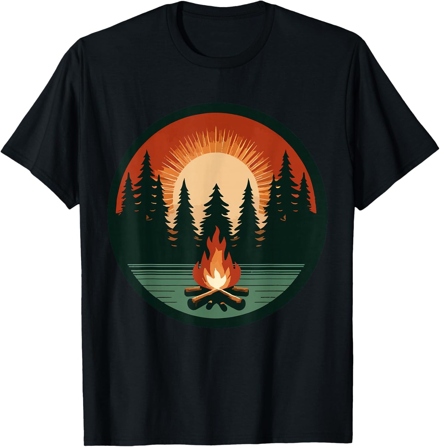Retro Vintage Campfire Camping Camper Outdoor Camp Men Women T-Shirt - T-Shirt | Black