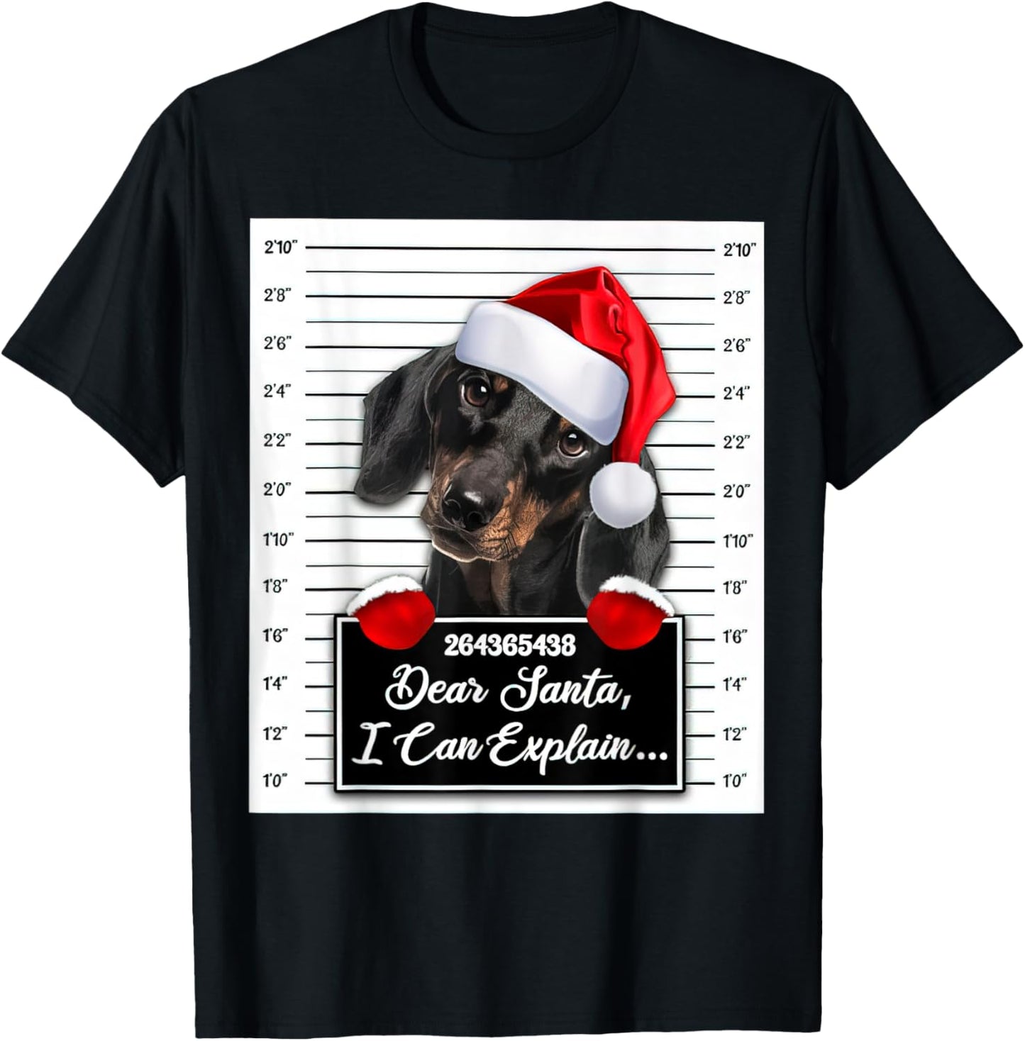 Dachshund Xmas Dear Santa I Can Explain Funny Christmas T-Shirt - T-Shirt | Black