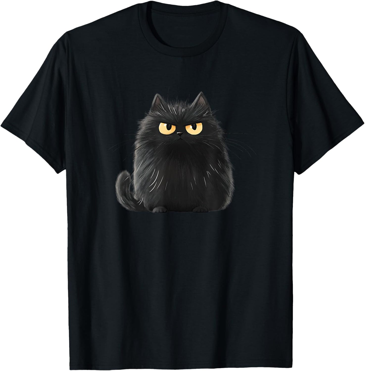 Cute, Fat, Black Cat T-Shirt - T-Shirt | Black