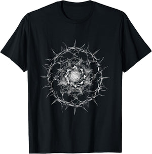 Rose Aesthetic Abstract Thorn Patterns Geometric T-Shirt - T-Shirt | Black