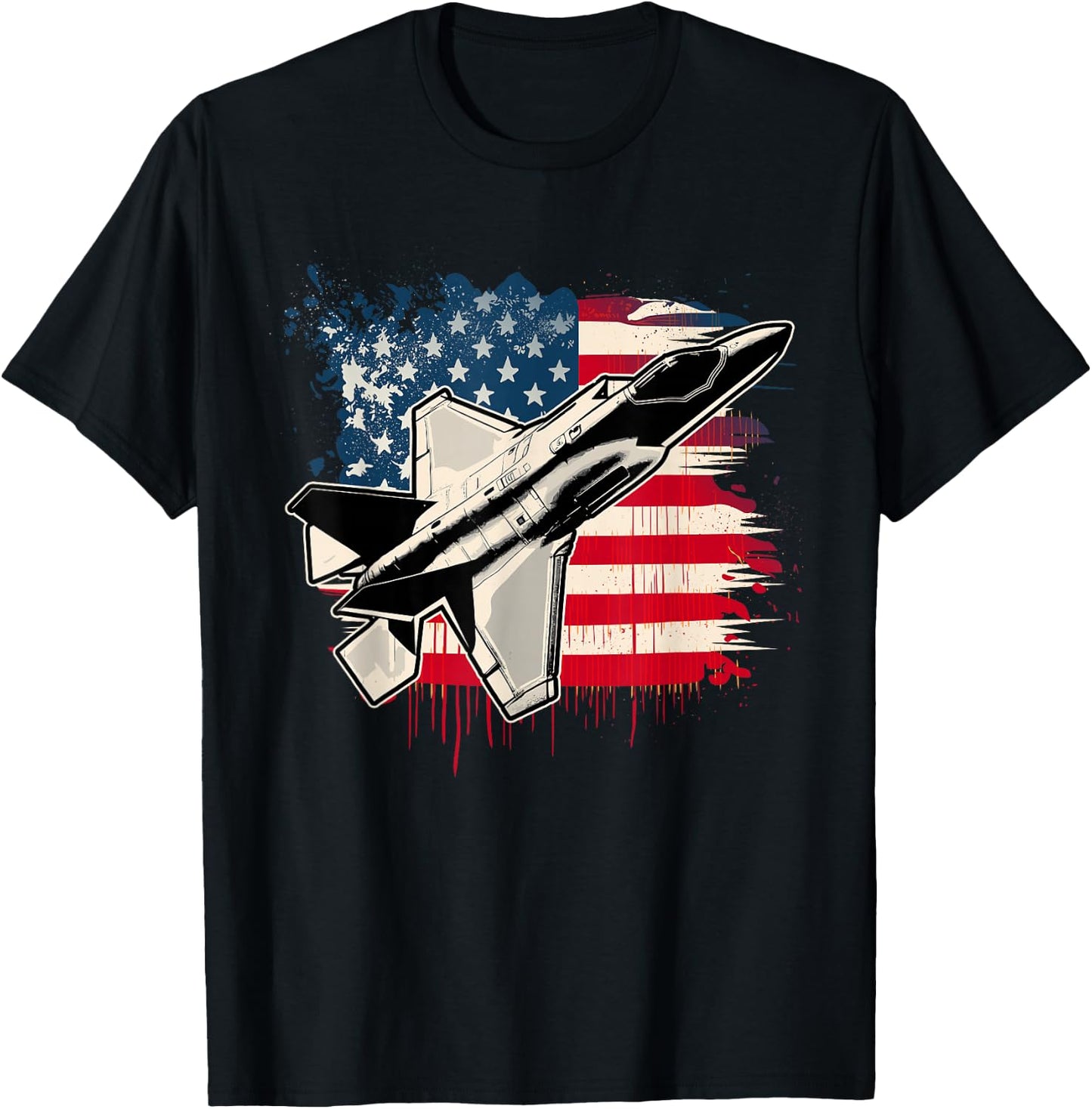 USA Fighter Jet F-35 4th of July Men Women Kids Patriotic T-Shirt - T-Shirt | Black