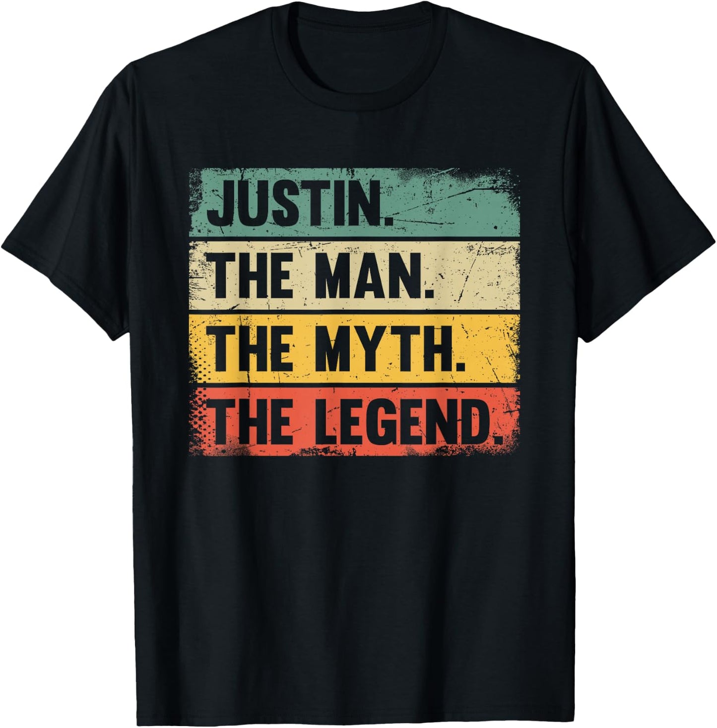 Justin The Man The Myth The Legend - Retro Gift Justin T-Shirt - T-Shirt | Black