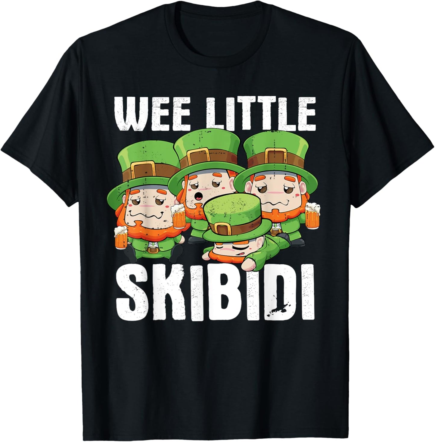 Wee Little Skibidi St. Patricks Day Leprechauns Funny T-Shirt - T-Shirt | Black