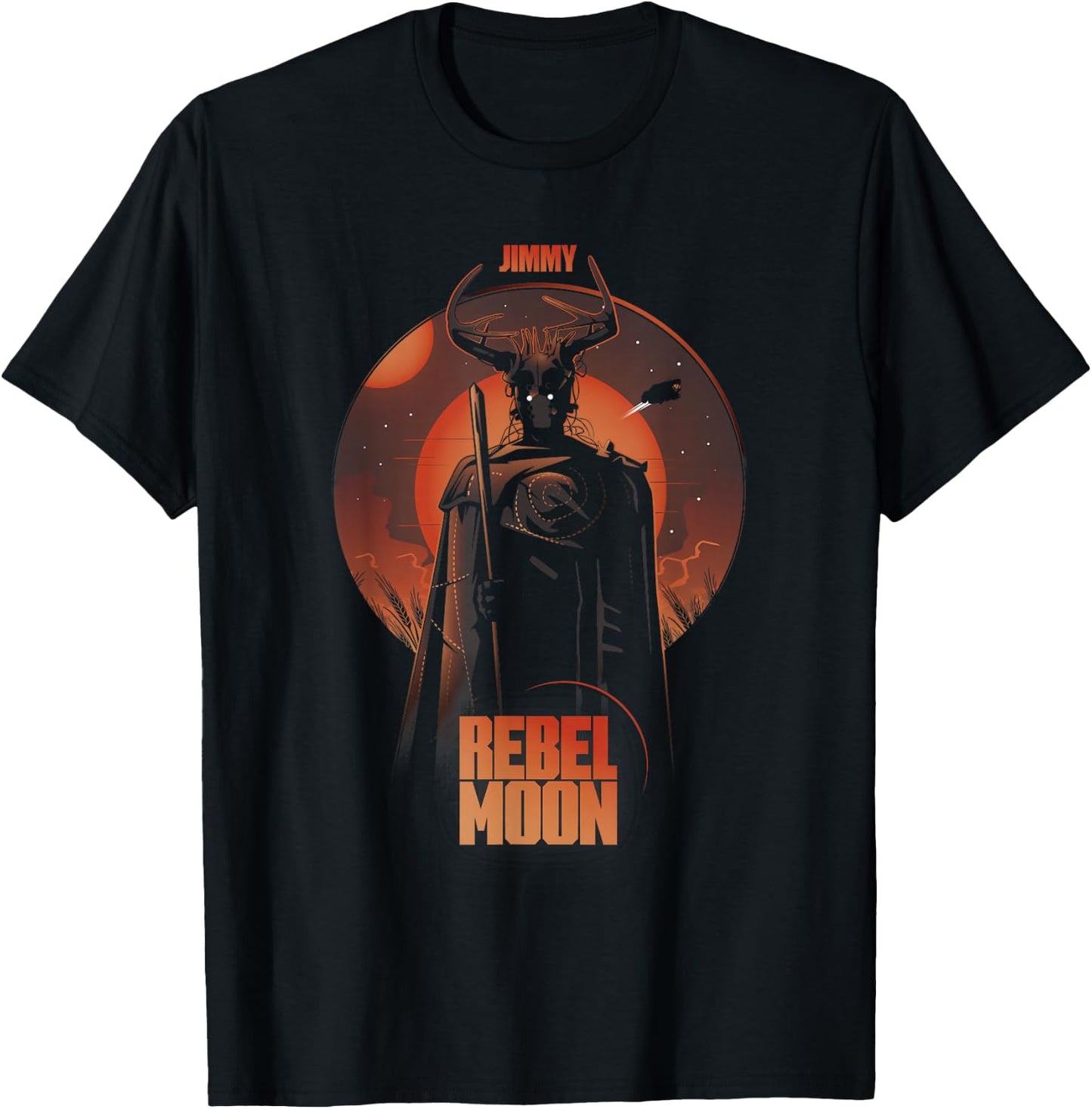 Rebel Moon Red Galactic Jimmy Celestial Silhouette Poster T-Shirt - T-Shirt | Black