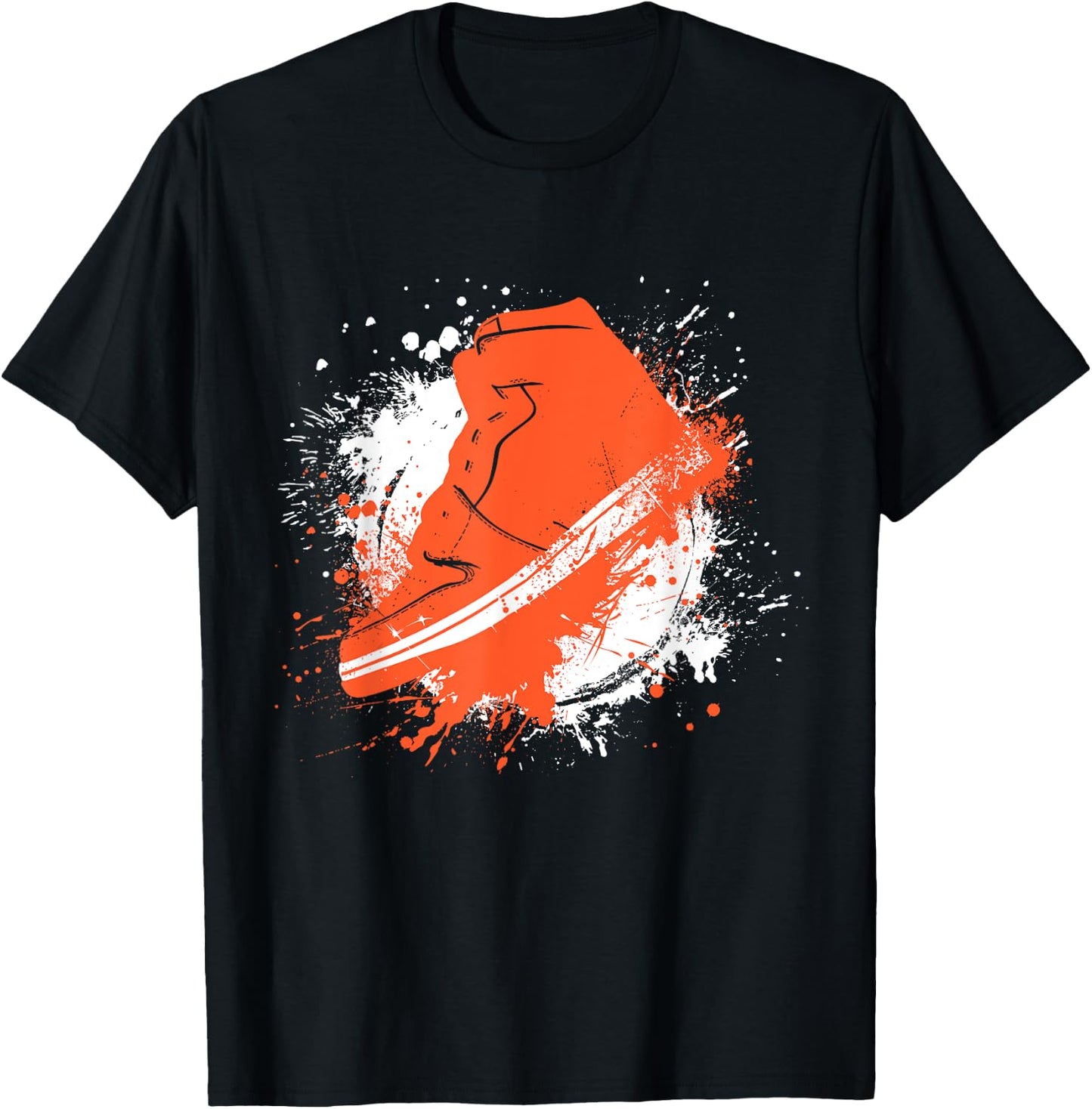 Army Green with Solar Orange Sneaker Graphic T-Shirt - T-Shirt | Black
