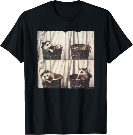 Weird Possum Photo Trashcan Possum Funny Animal Photobooth T-Shirt - T-Shirt | Black