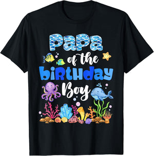Papa Of The Birthday Boy Sea Fish Ocean Animals Aquarium T-Shirt - T-Shirt | Black