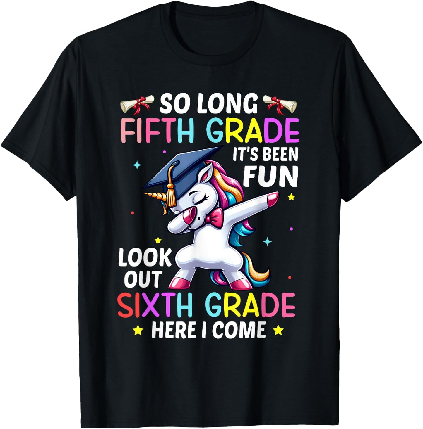 So Long 5th Grade 6th Grade Here I Come Unicorn Graduation T-Shirt - T-Shirt | Black