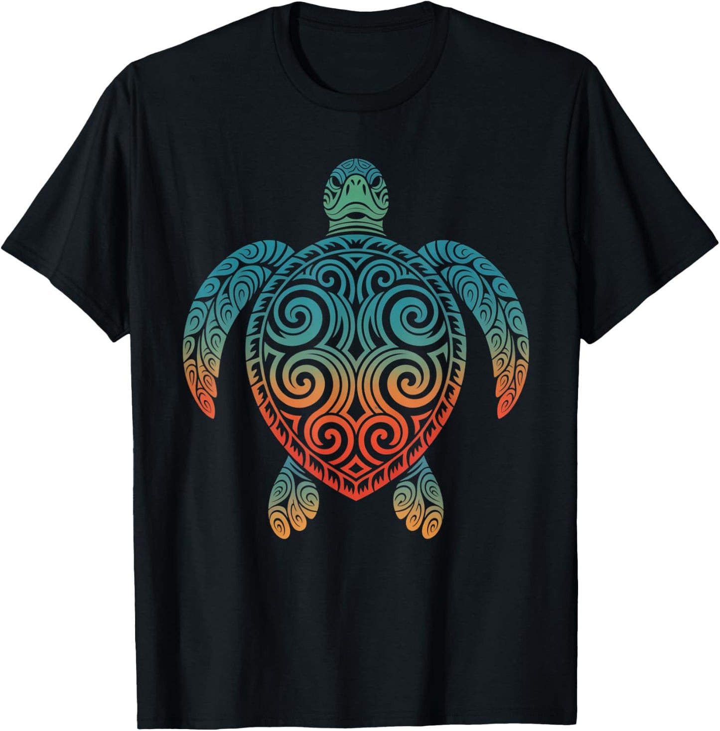 Tribal Tattoo Hawaiian Maori Sun Sea Turtle T-Shirt - T-Shirt | Black