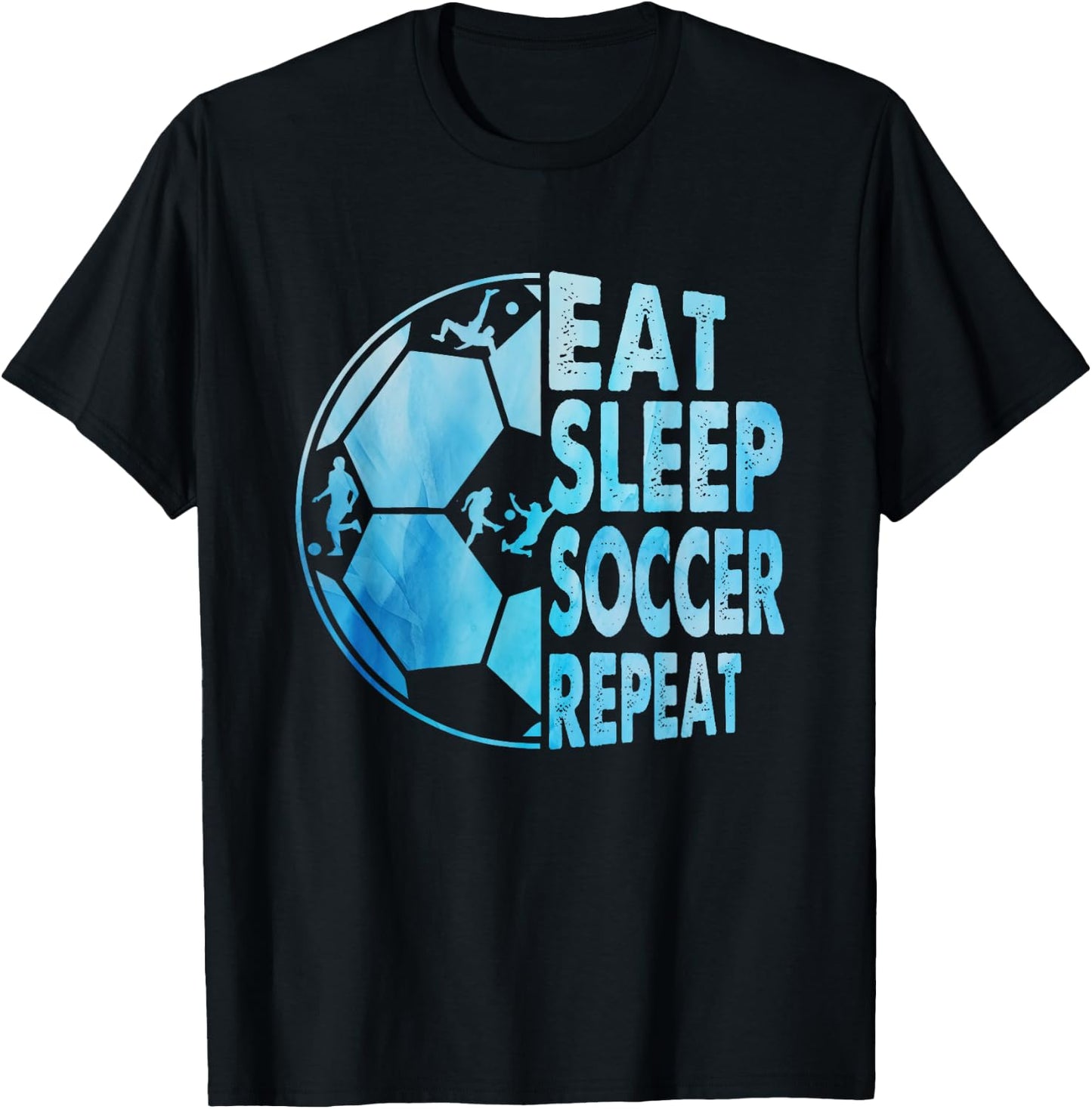 Eat Sleep Soccer Repeat For Youth Girls Kids Boys Purple T-Shirt - T-Shirt | Black