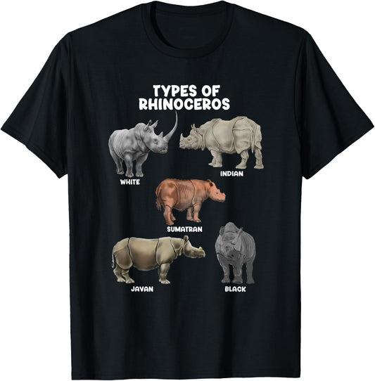 Awesome Rhino Vintage Lovely Animal Types Of Rhinoceros T-Shirt - T-Shirt | Black