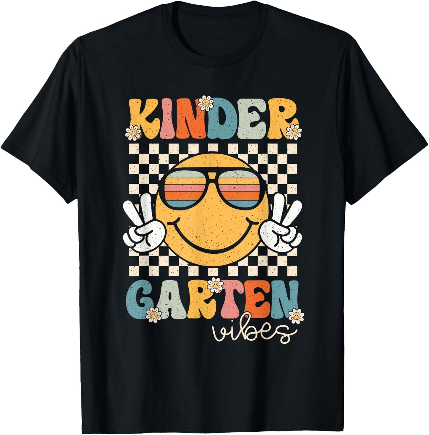 Kindergarten Vibes Smile Face 1st Day First Day of School T-Shirt - T-Shirt | Black