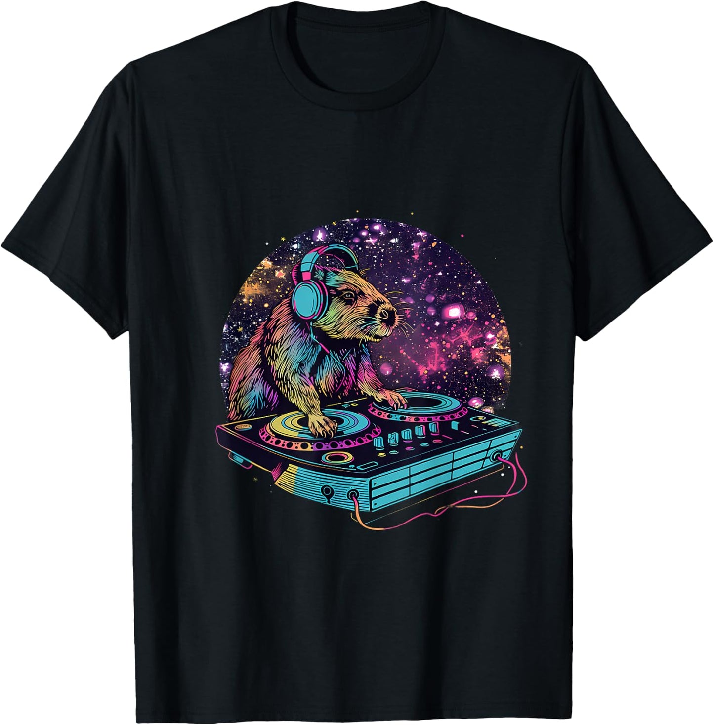 Capybara Music DJ Turntable DJ Capybara Music Producer House T-Shirt - T-Shirt | Black