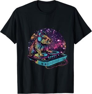 Capybara Music DJ Turntable DJ Capybara Music Producer House T-Shirt - T-Shirt | Black