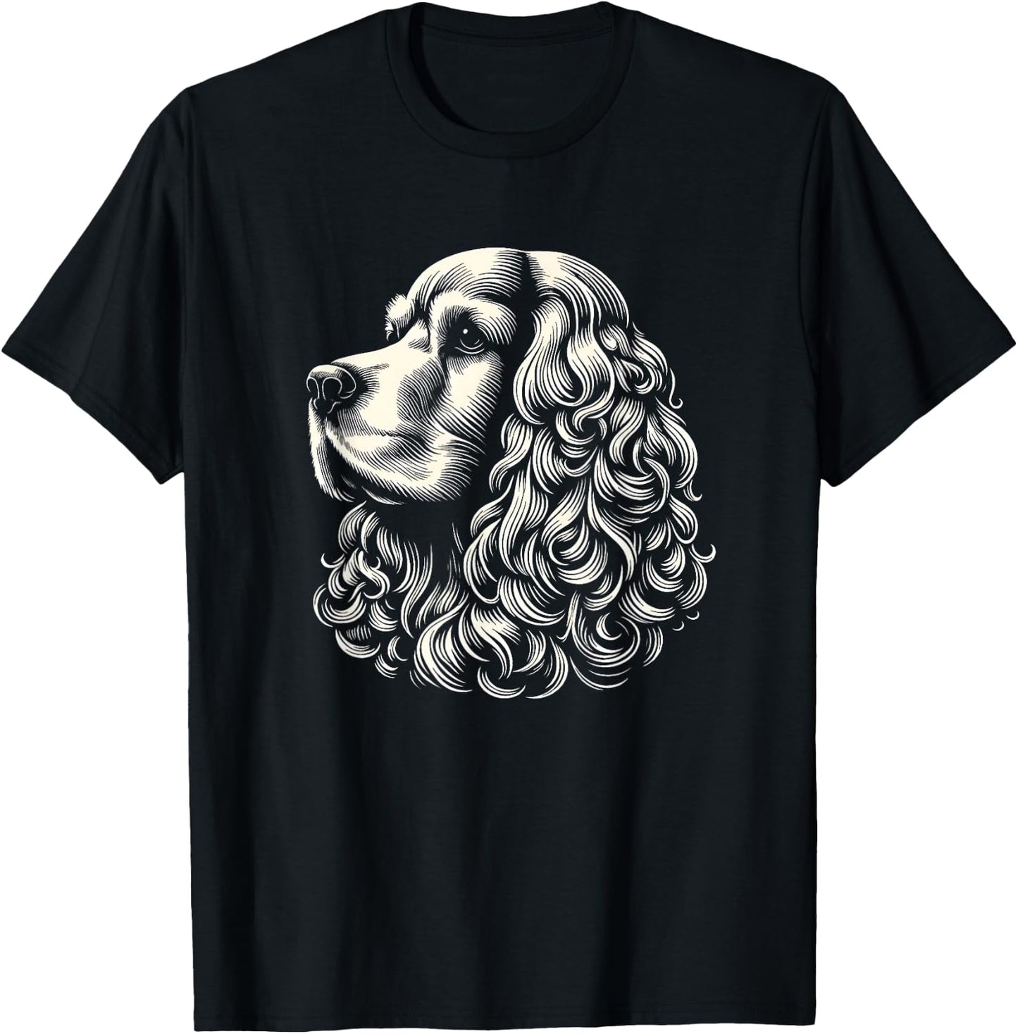 Cocker Spaniel Dog Face Art Design and T-Shirt - T-Shirt | Black
