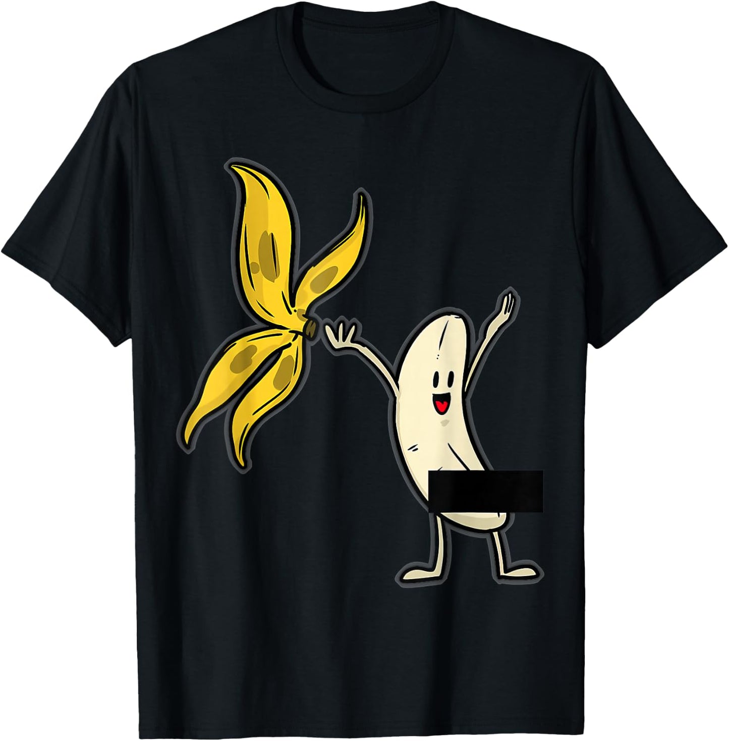 Banana Striptease Censored Naked Funny Adult T-Shirt - T-Shirt | Black