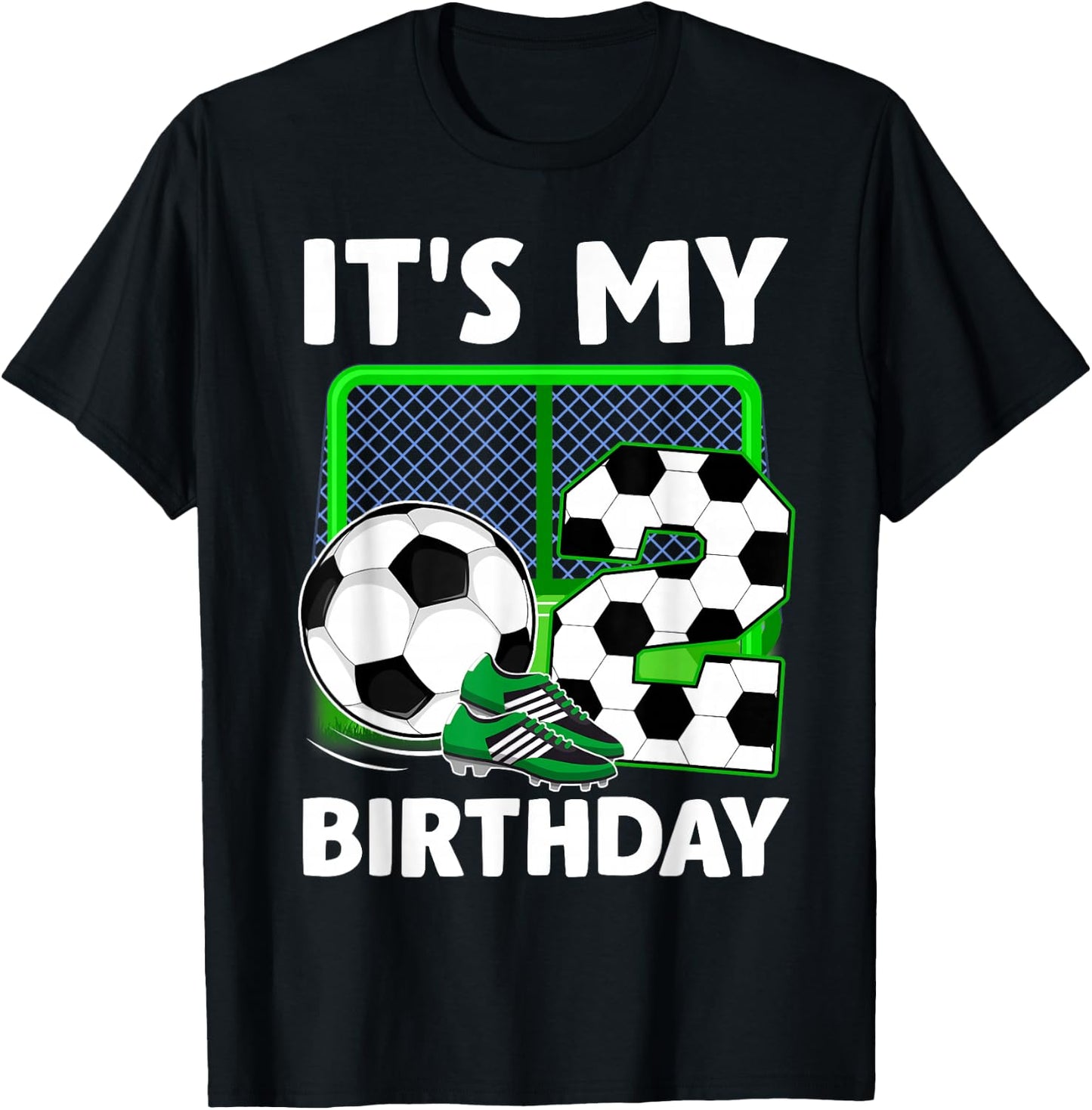 It's My 2nd Soccer Party 2 Year Old Birthday Soccer Boy T-Shirt - T-Shirt | Black