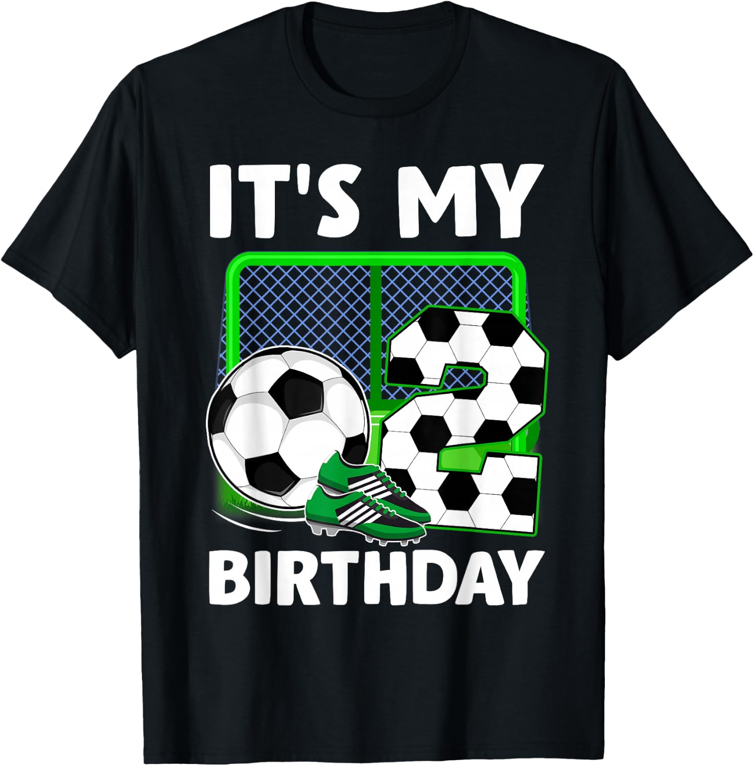 It's My 2nd Soccer Party 2 Year Old Birthday Soccer Boy T-Shirt - T-Shirt | Black