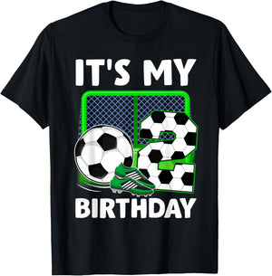 It's My 2nd Soccer Party 2 Year Old Birthday Soccer Boy T-Shirt - T-Shirt | Black