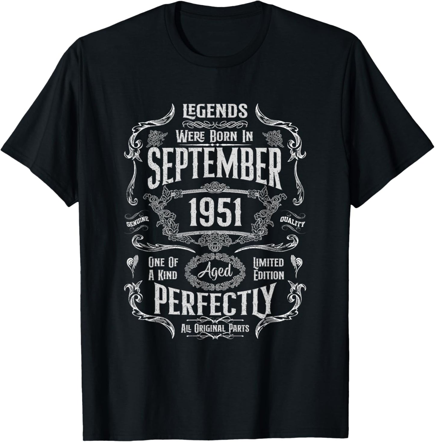 73th Birthday Legends Were Born In September 1951 T-Shirt - T-Shirt | Black