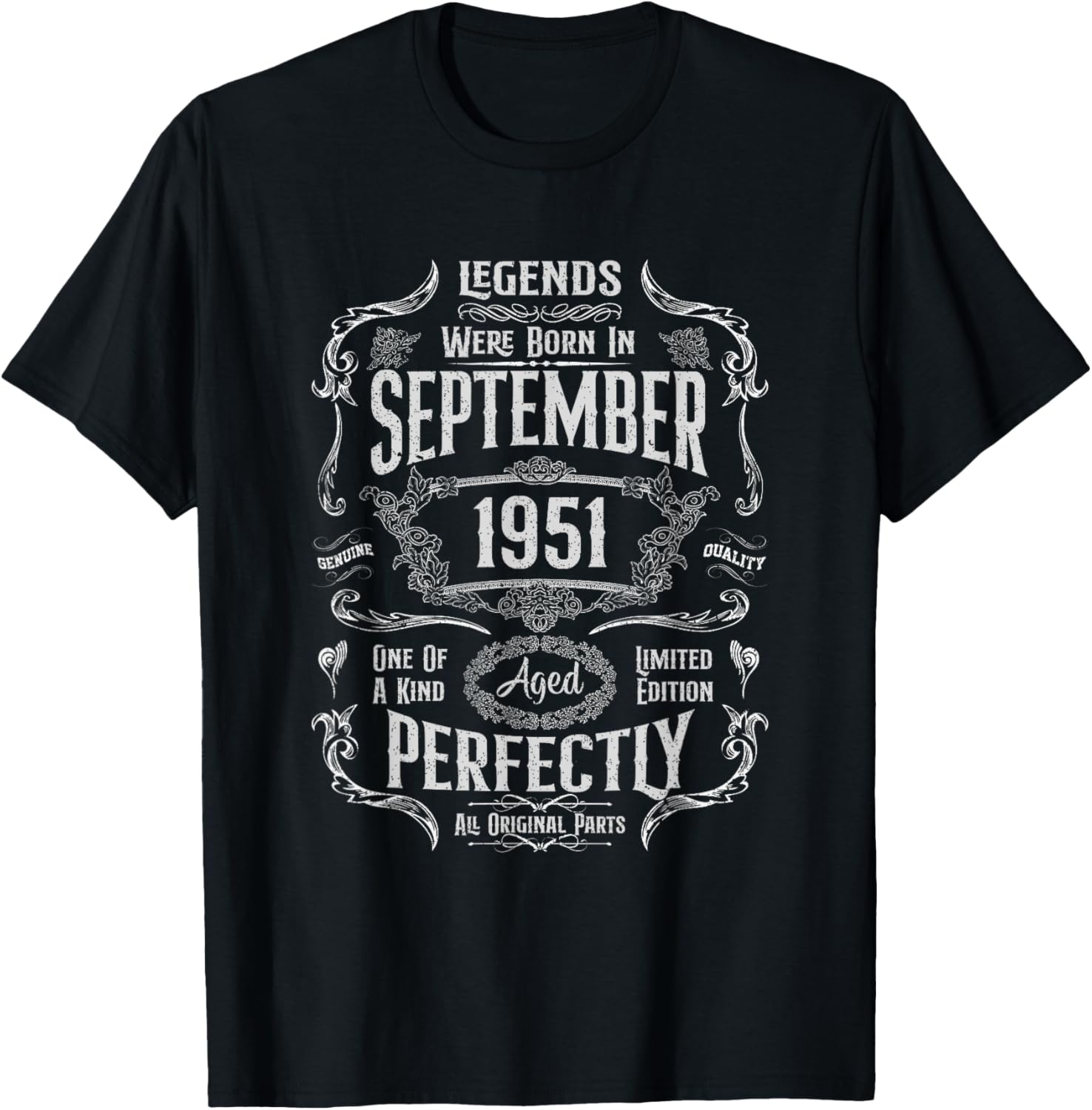 73th Birthday Legends Were Born In September 1951 T-Shirt - T-Shirt | Black