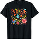 Nurse Easter Health Worker Spring Flowers RN T-Shirt - T-Shirt | Black