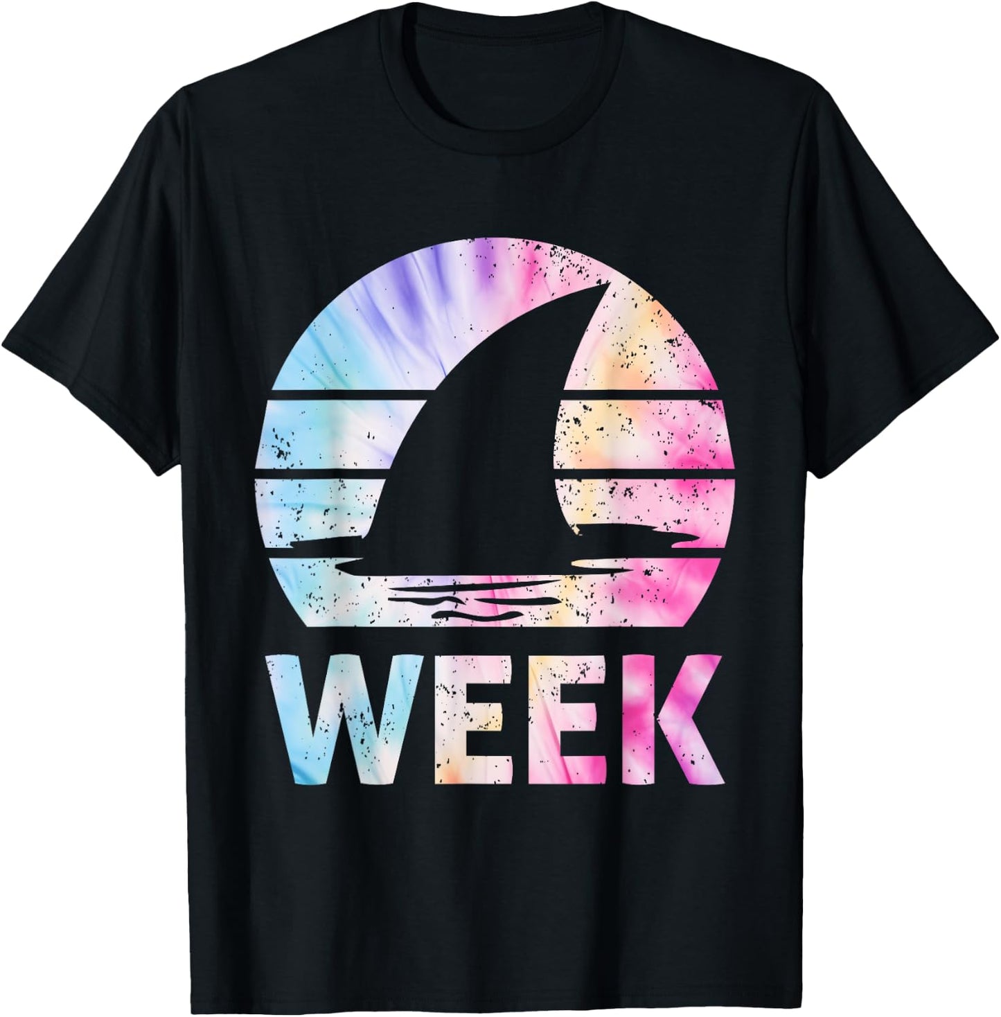 2025 Week Retro Shark Fin Lover Sea Ocean Animal Summer Trip Men Women Girls Kids T-Shirt - T-Shirt | Black