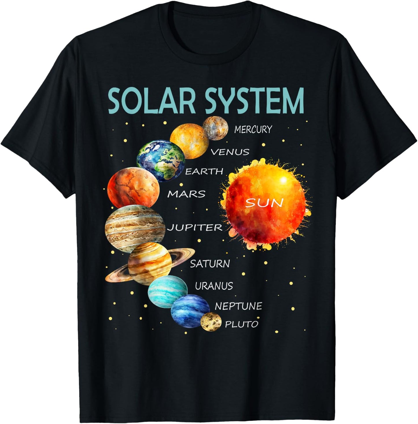 Solar System, Planets, Science, Space, Boys T-Shirt - T-Shirt | Black