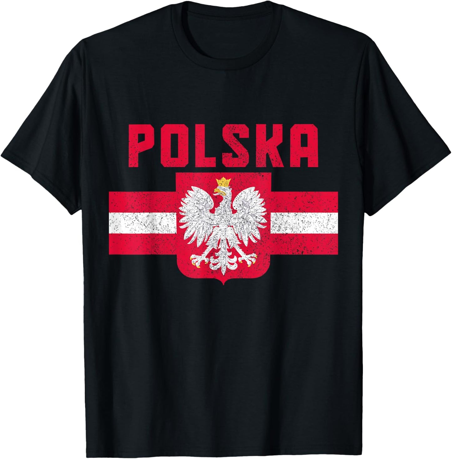Polska Poland Flag Pride Eagle Polish Roots T-Shirt - T-Shirt | Black