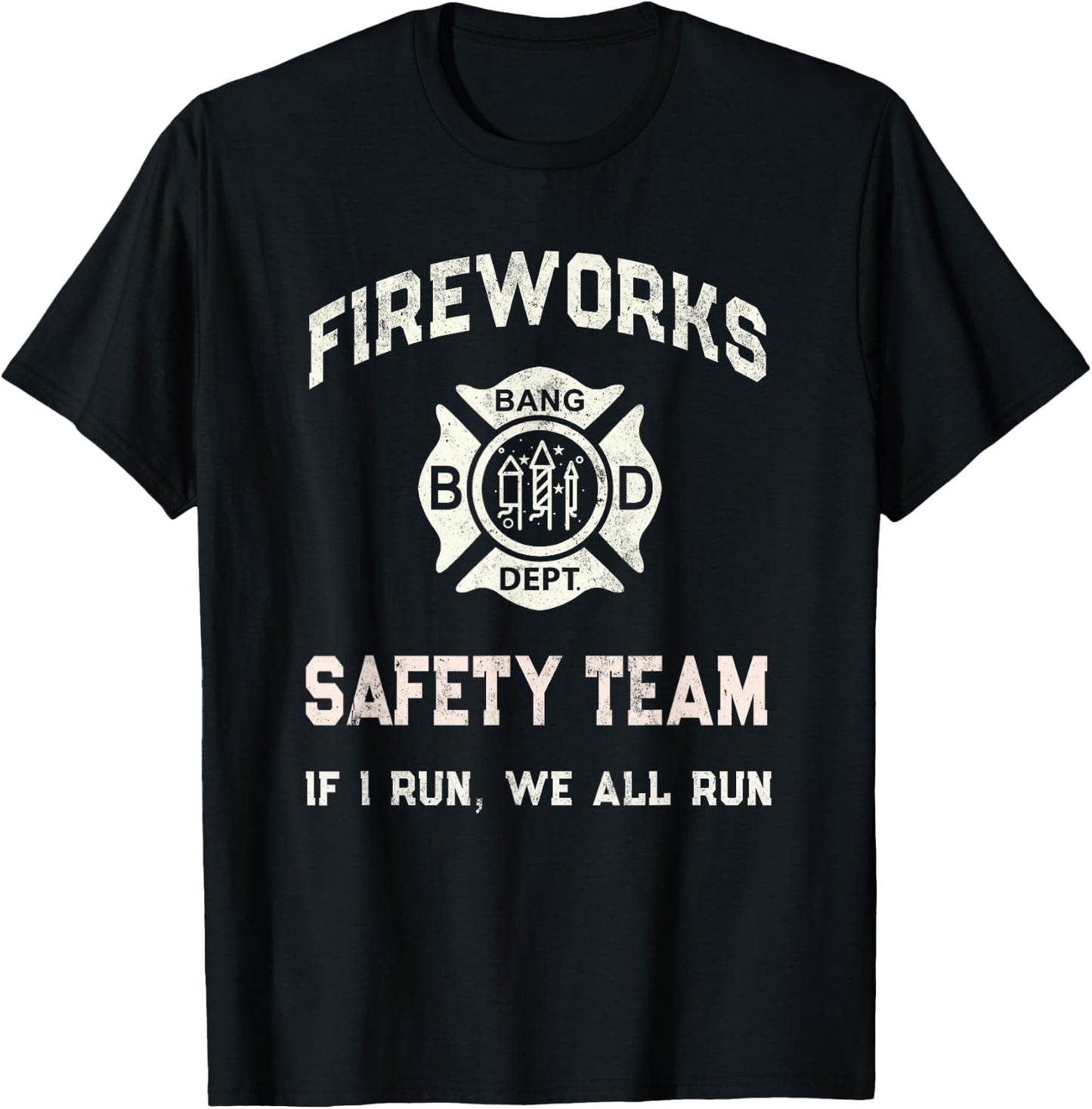 Sarcastic FIREWORKS SAFETY TEAM Staff Pyro Squad Pyromaniac T-Shirt - T-Shirt | Black