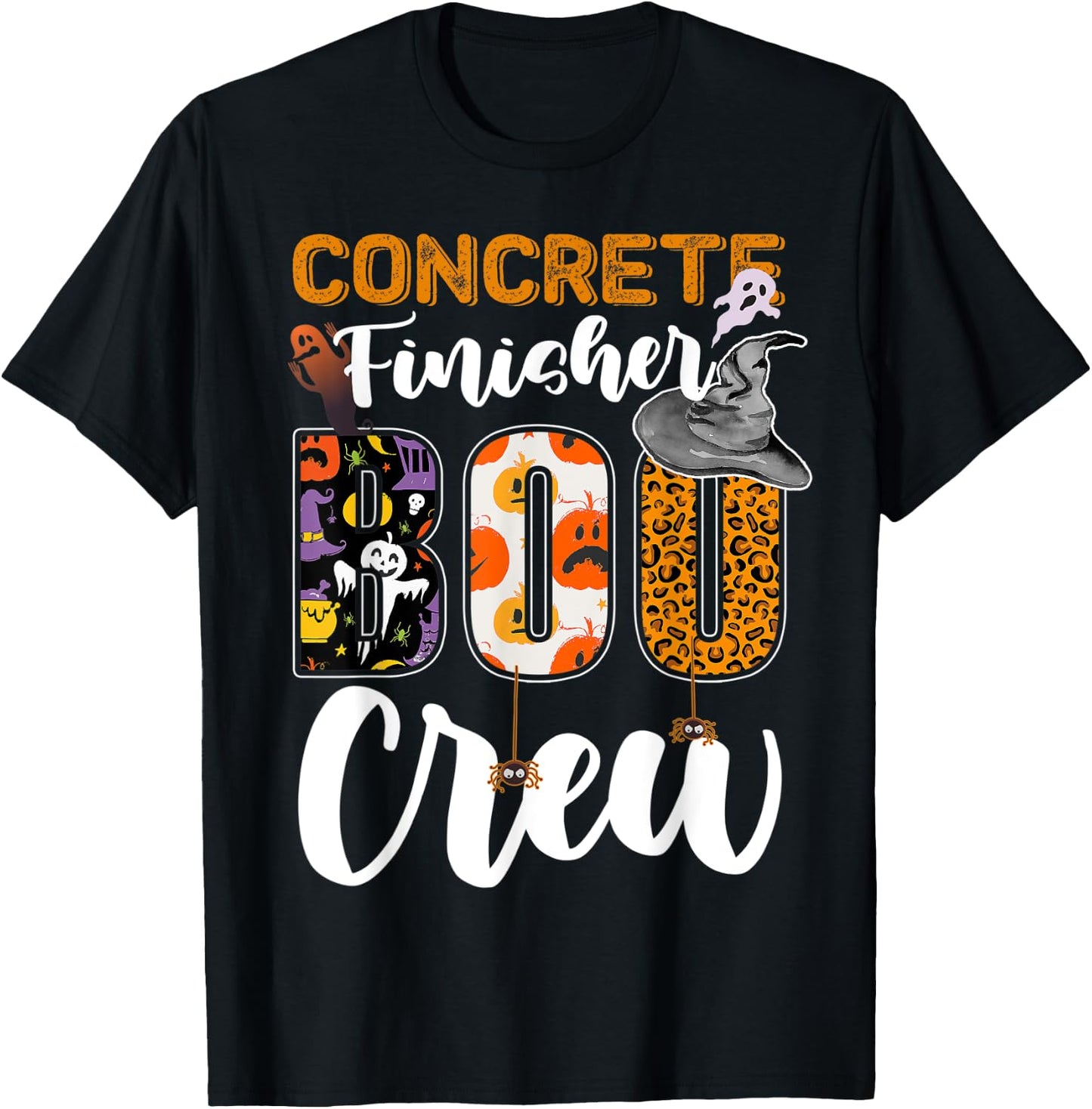 Concrete Finisher Boo Crew Ghost Funny Halloween Matching T-Shirt - T-Shirt | Black