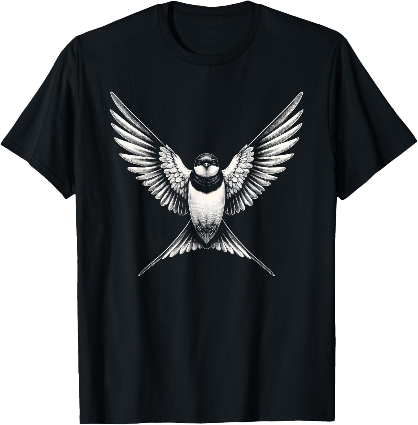 Swallow Bird Graphic Art Design T-Shirt - T-Shirt | Black